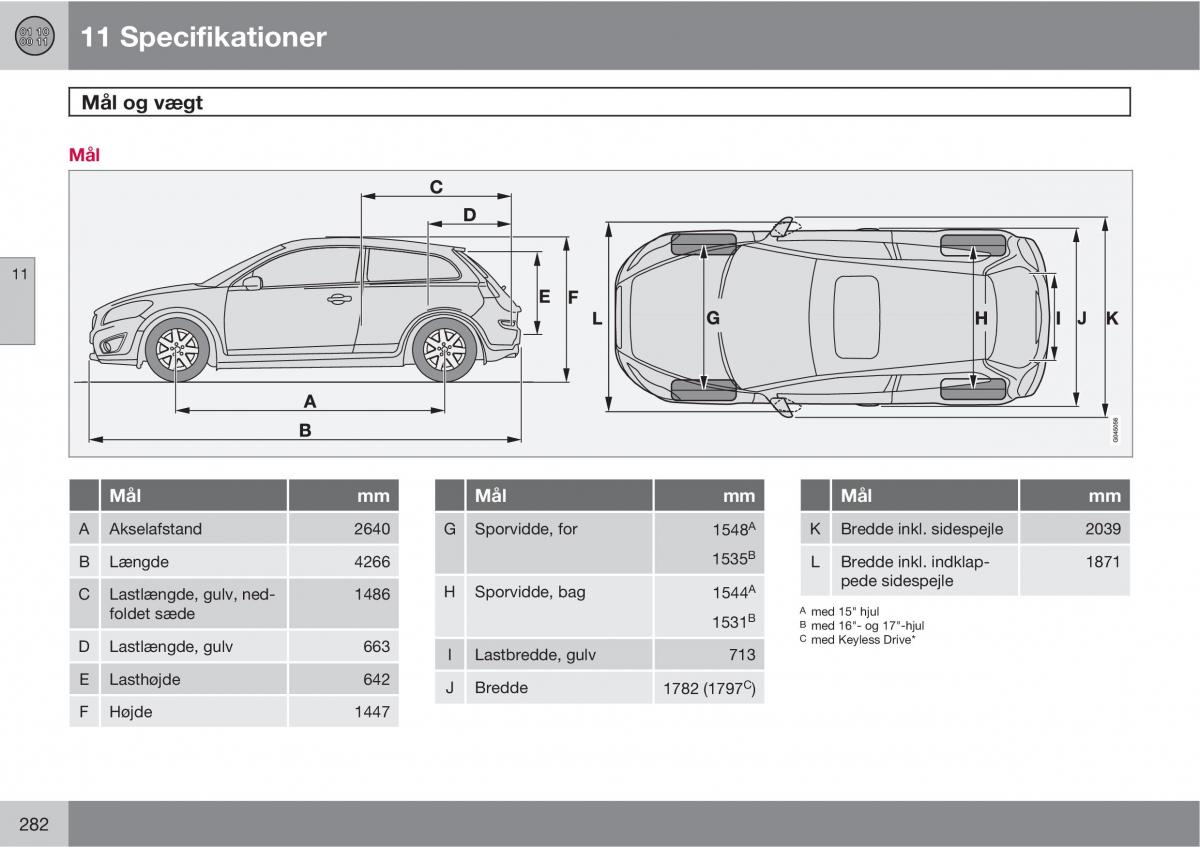 Volvo C30 Bilens instruktionsbog / page 284