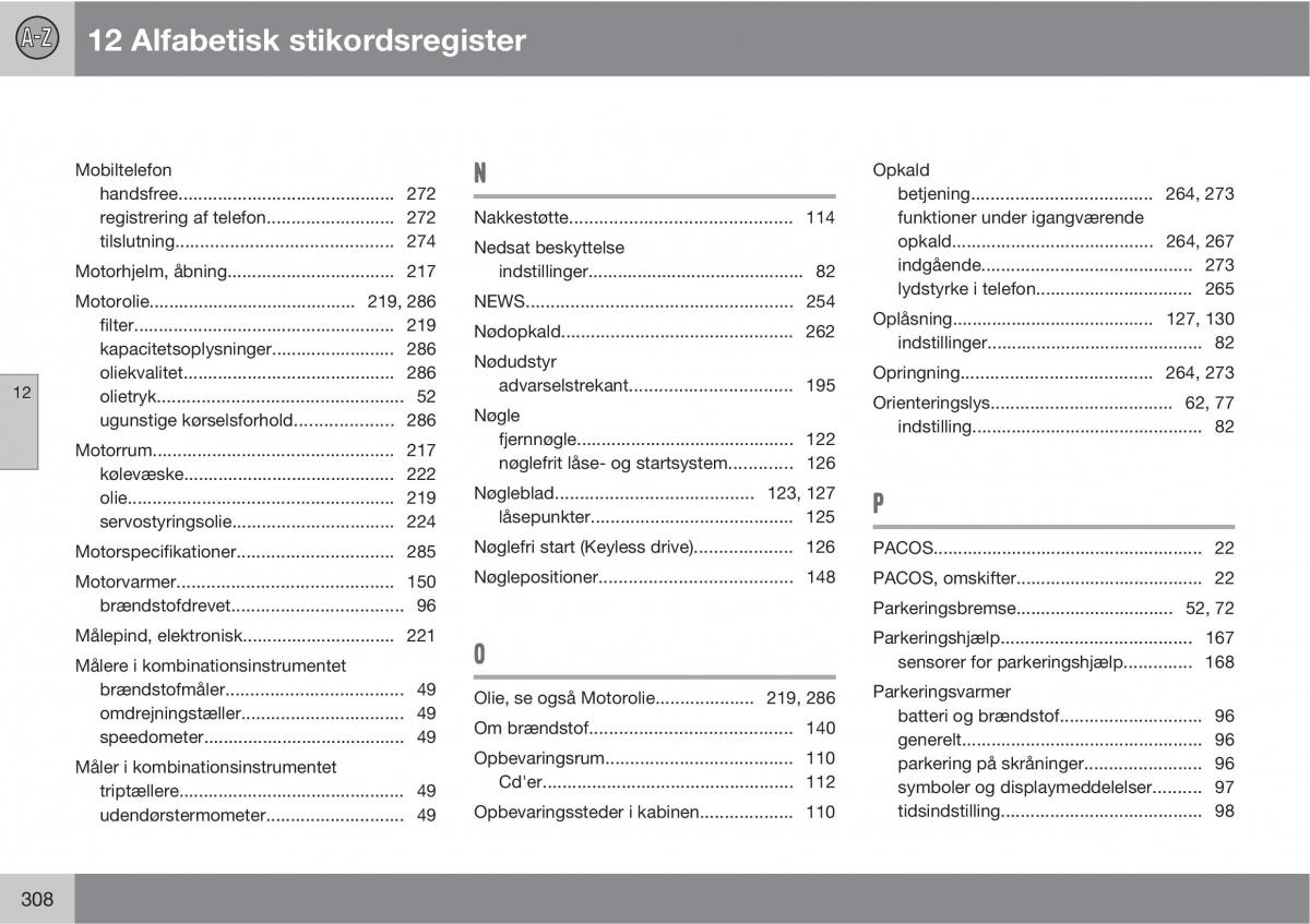 Volvo C30 Bilens instruktionsbog / page 310