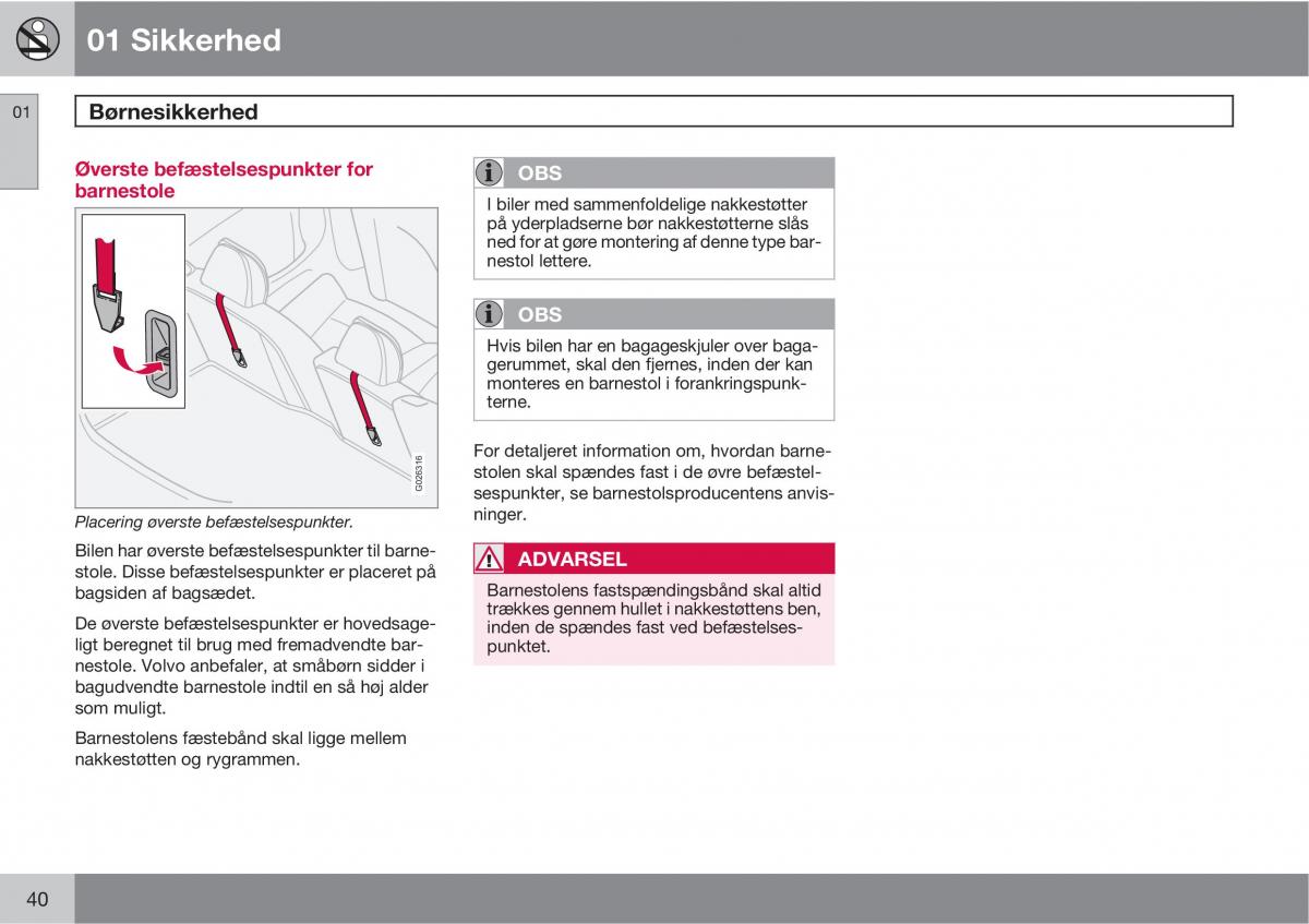 Volvo C30 Bilens instruktionsbog / page 42