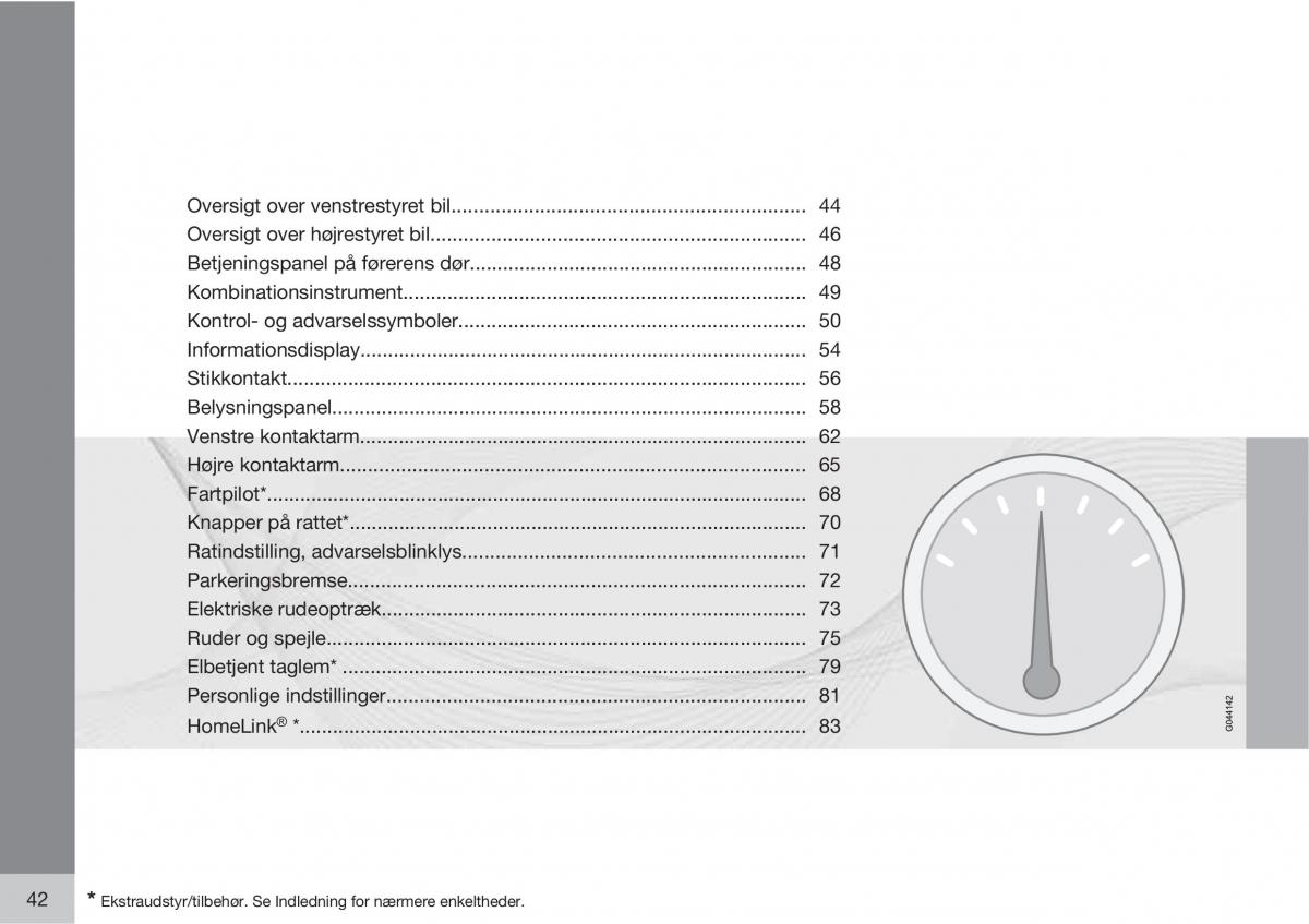 Volvo C30 Bilens instruktionsbog / page 44