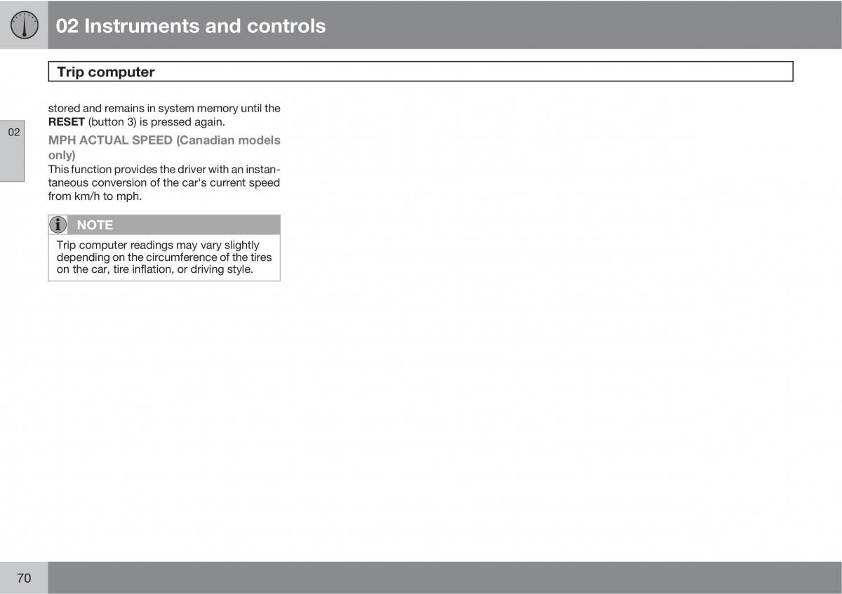 Volvo C30 owners manual / page 70