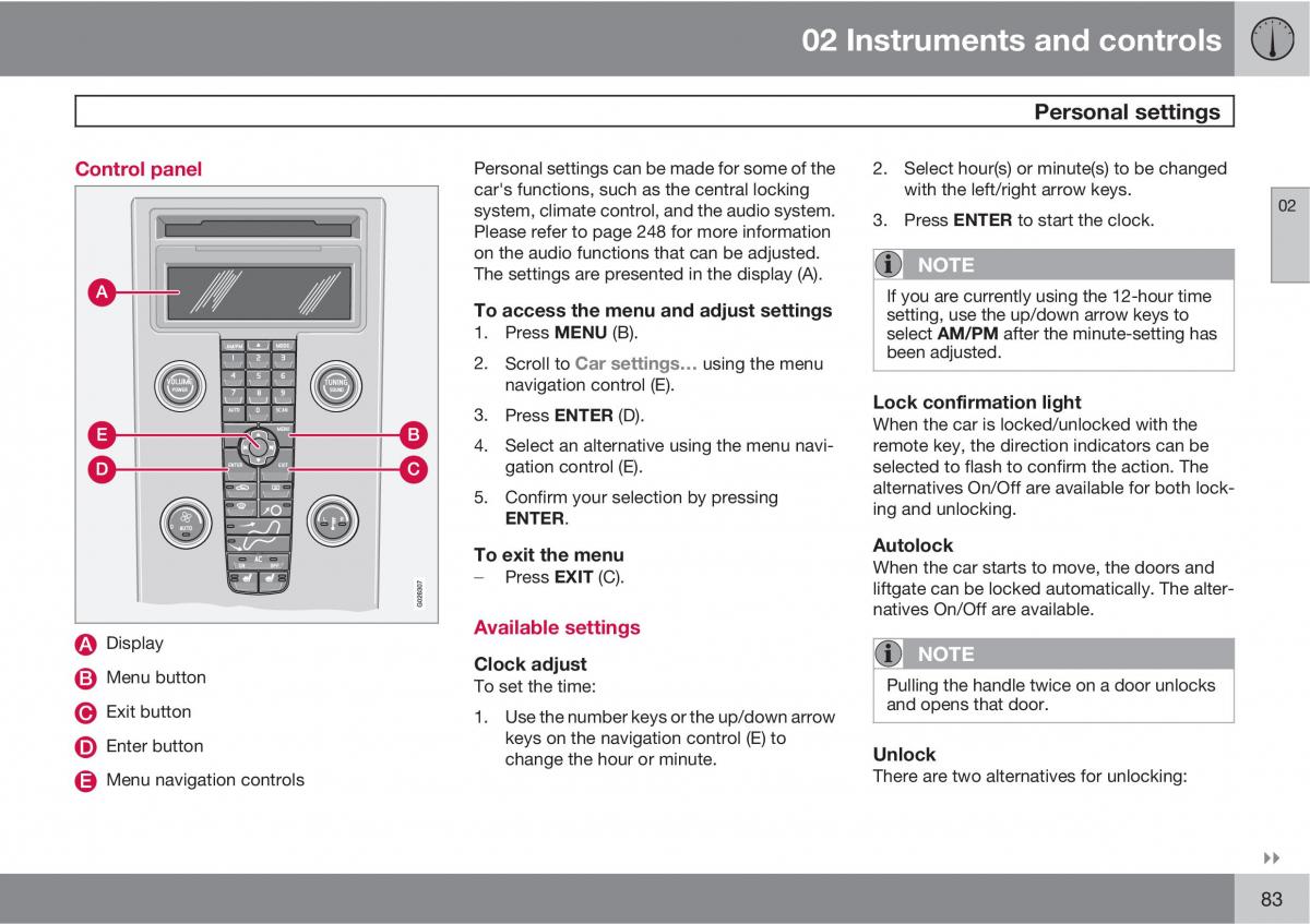 Volvo C30 owners manual / page 83