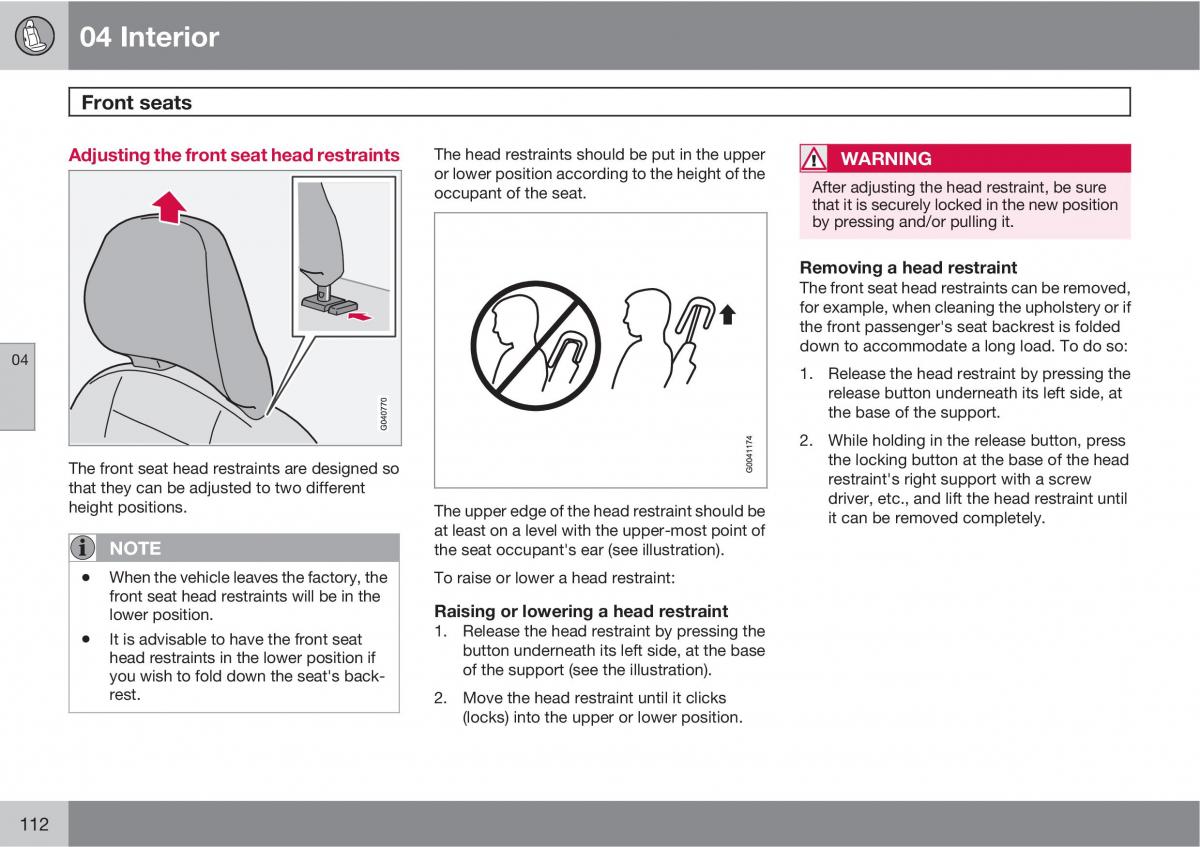 Volvo C30 owners manual / page 112