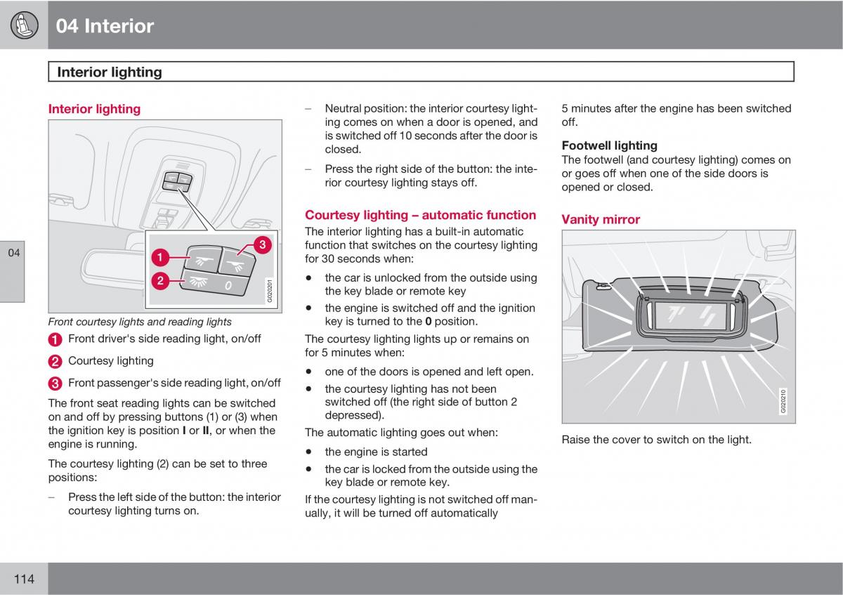 Volvo C30 owners manual / page 114