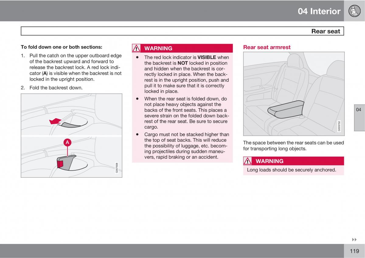 Volvo C30 owners manual / page 119