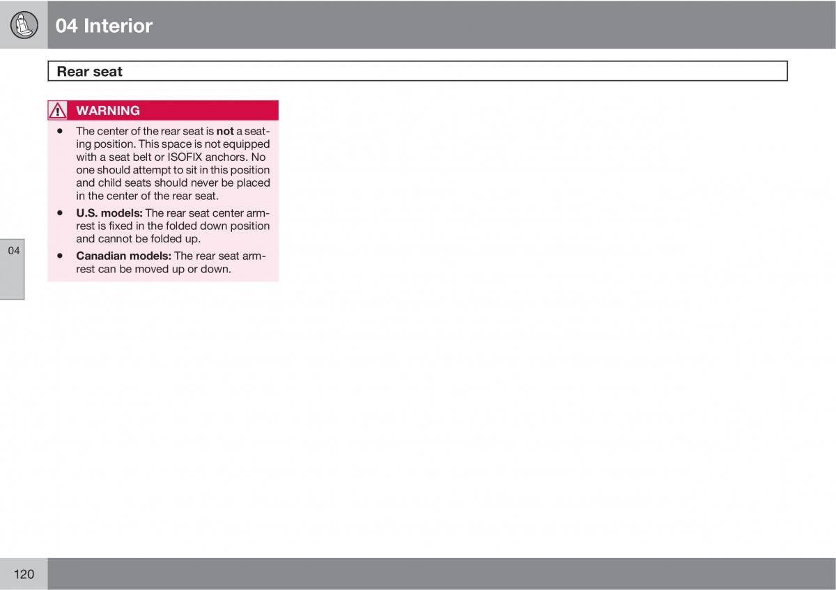 Volvo C30 owners manual / page 120