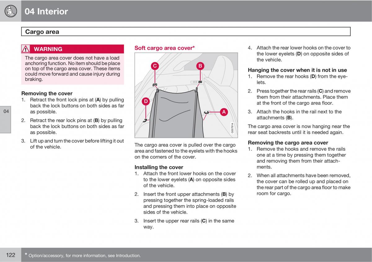 Volvo C30 owners manual / page 122