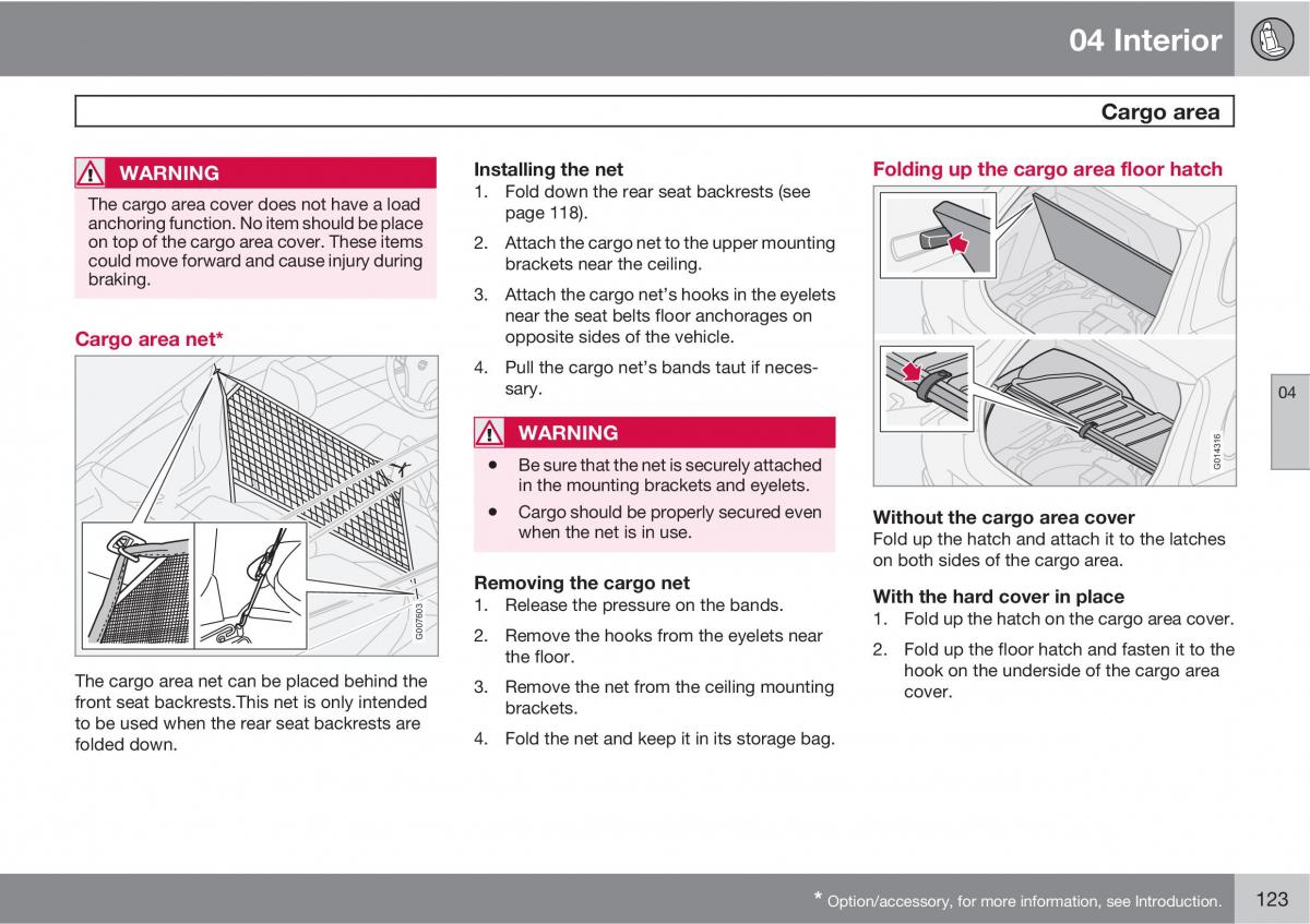 Volvo C30 owners manual / page 123