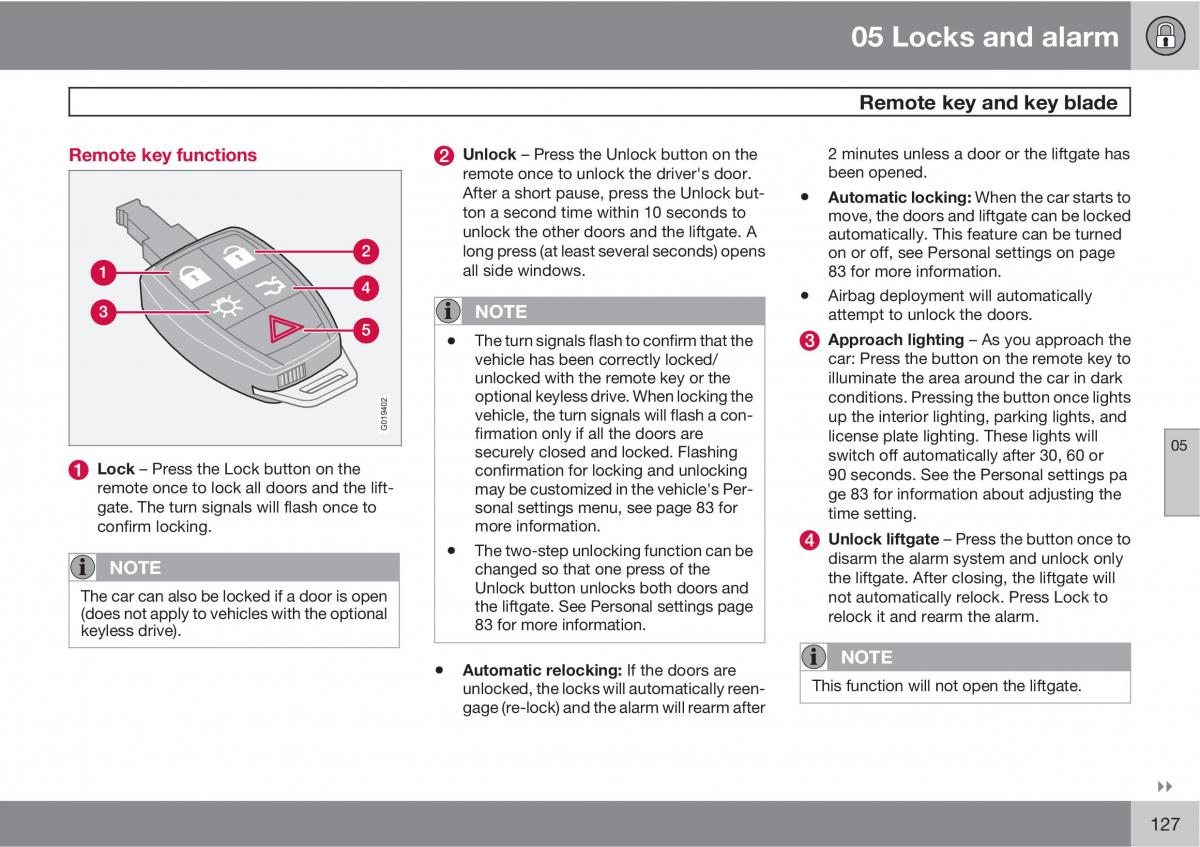 Volvo C30 owners manual / page 127