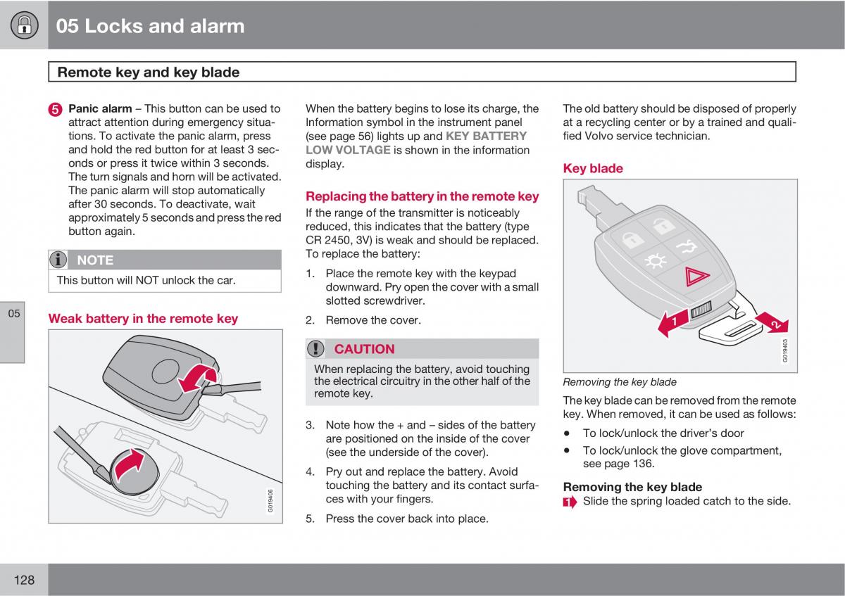 Volvo C30 owners manual / page 128