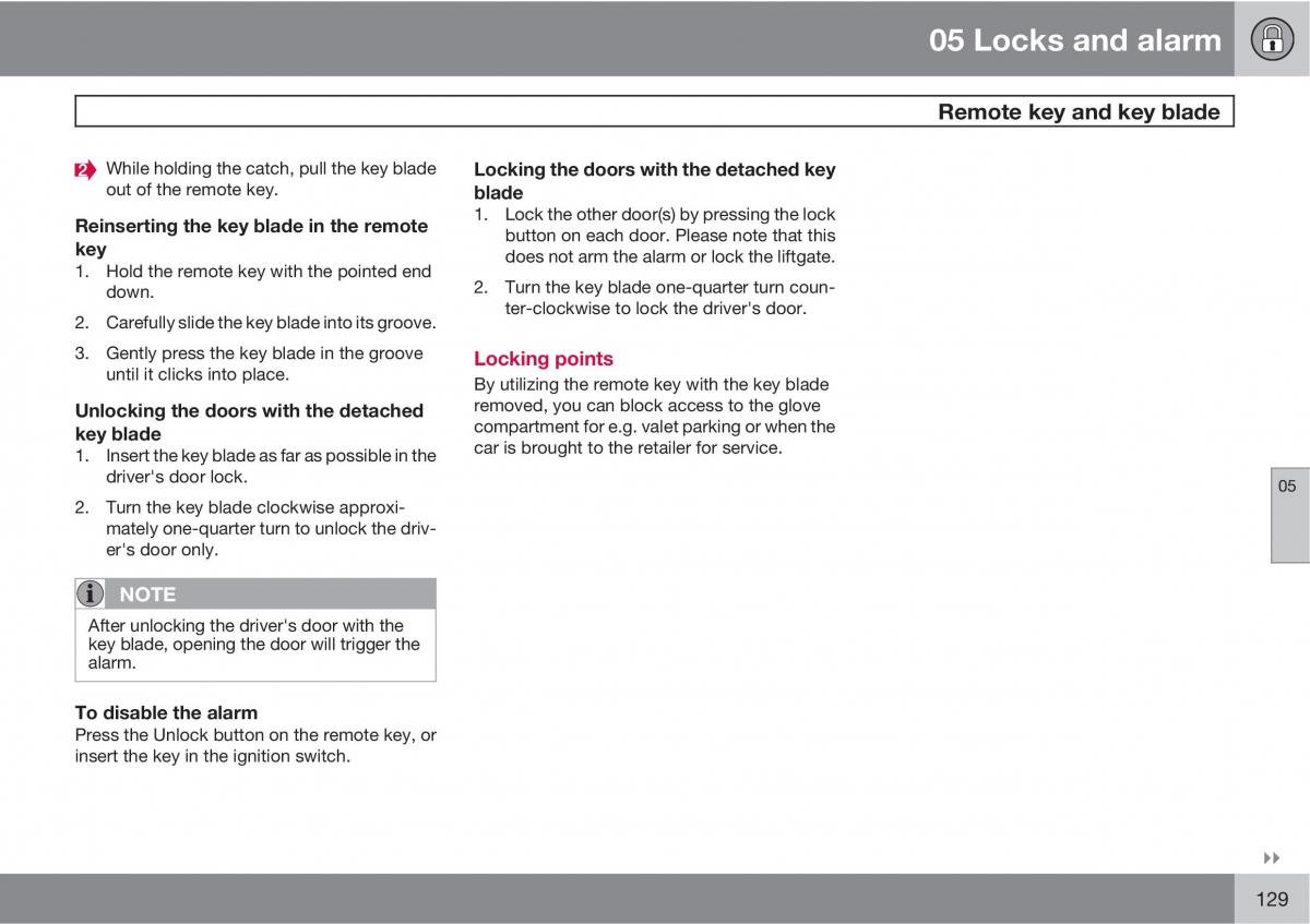 Volvo C30 owners manual / page 129