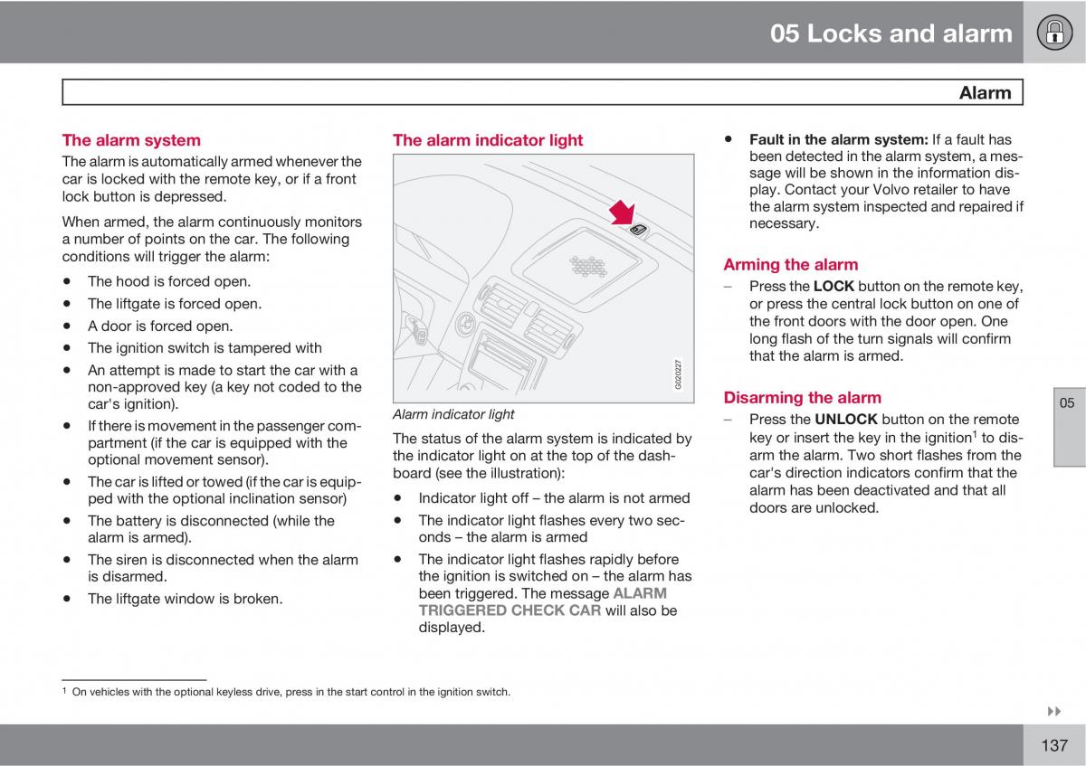 Volvo C30 owners manual / page 137