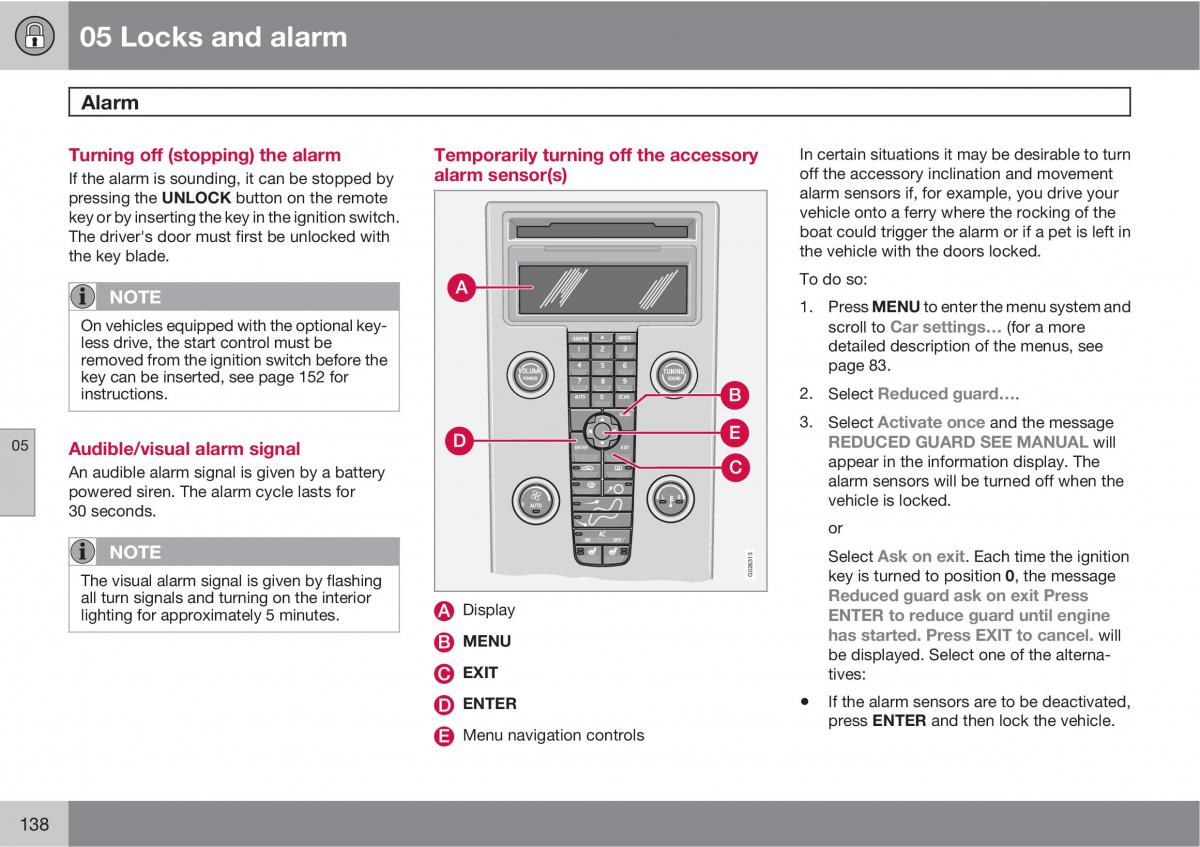 Volvo C30 owners manual / page 138