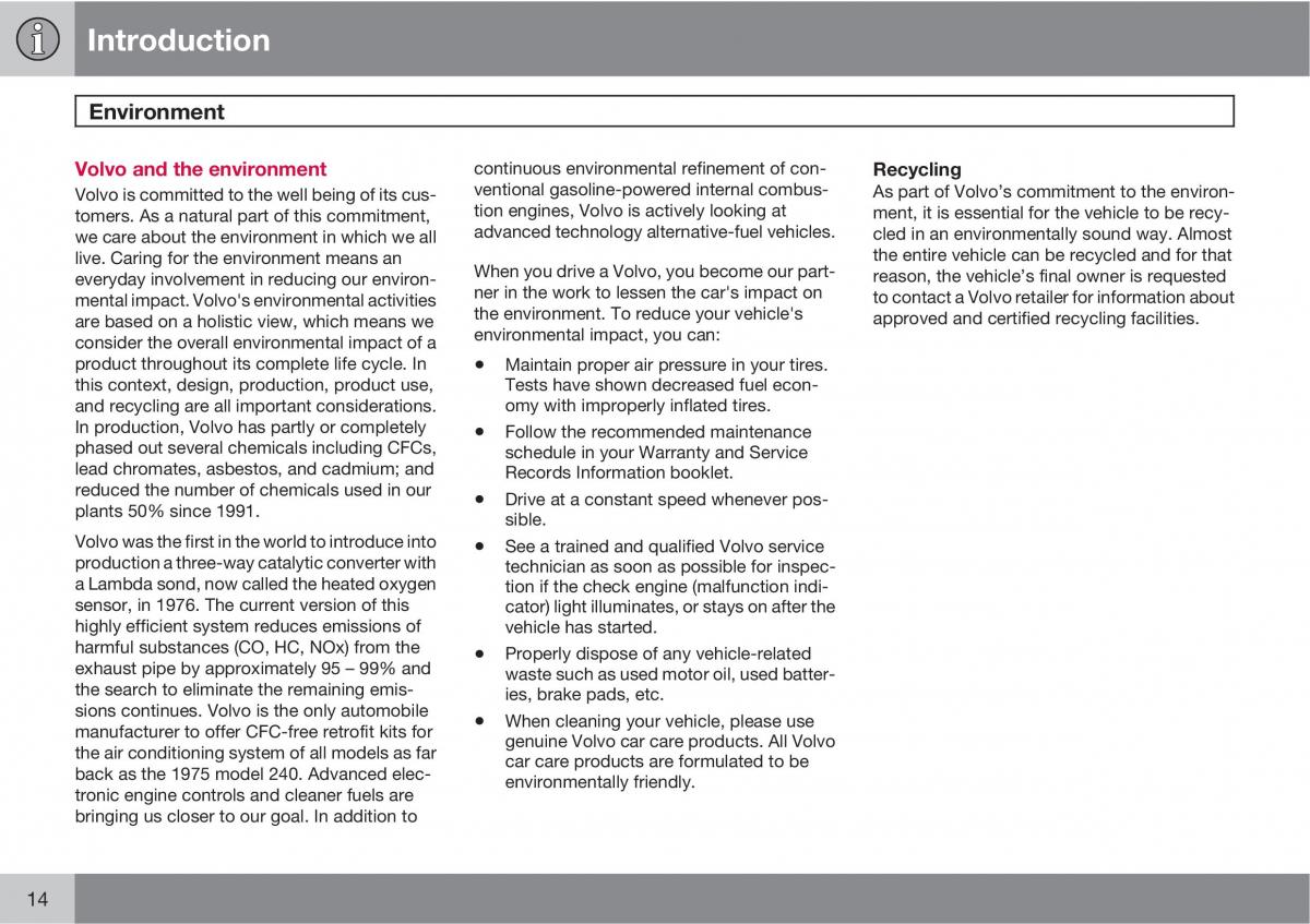 Volvo C30 owners manual / page 14