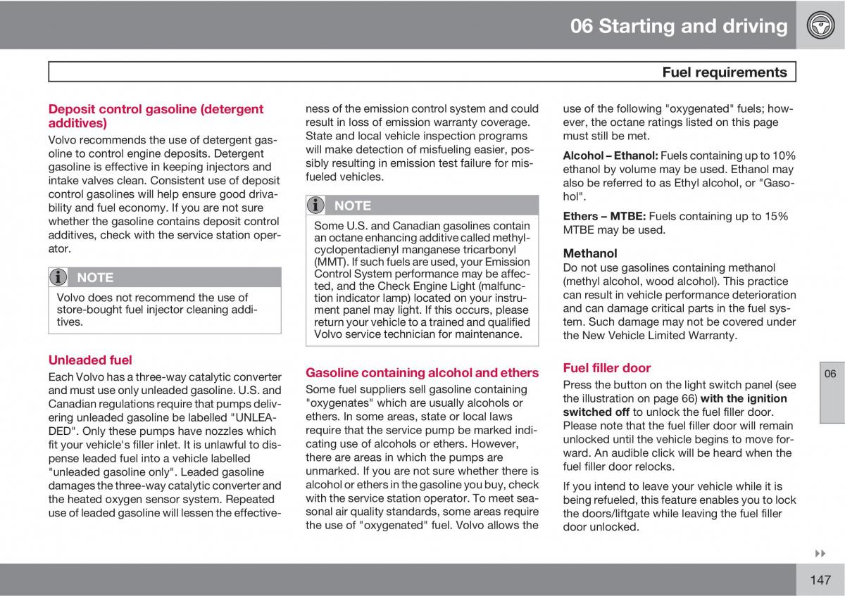 Volvo C30 owners manual / page 147