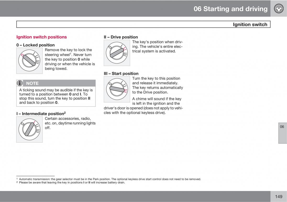 Volvo C30 owners manual / page 149