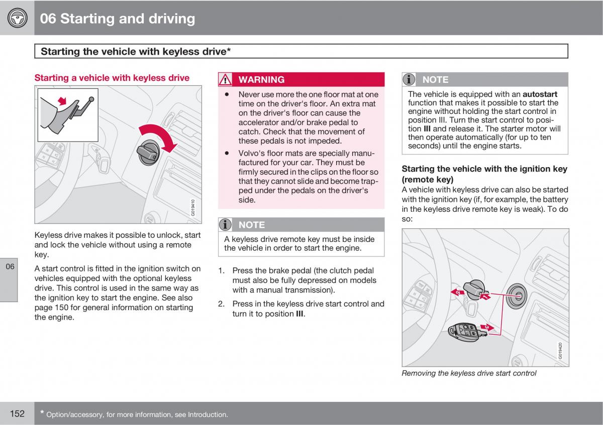 Volvo C30 owners manual / page 152