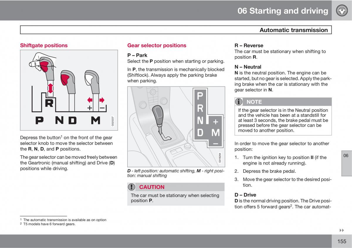 Volvo C30 owners manual / page 155