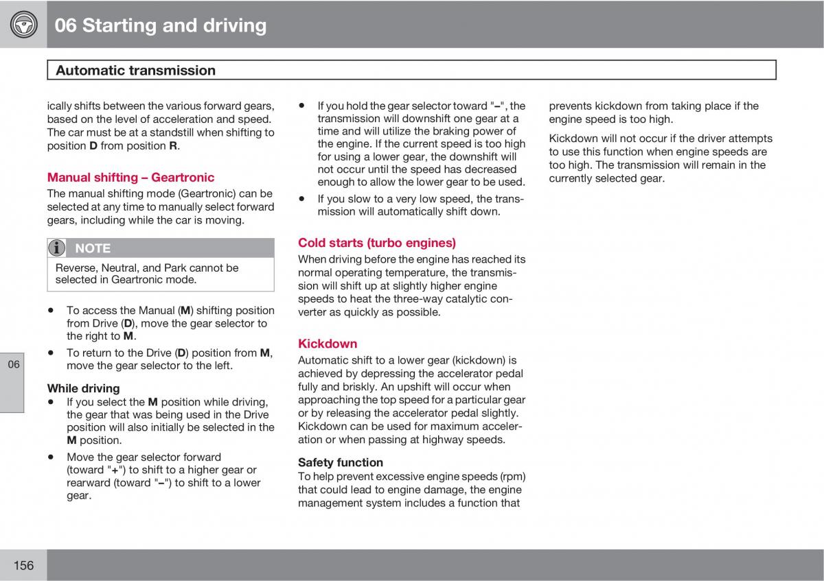 Volvo C30 owners manual / page 156