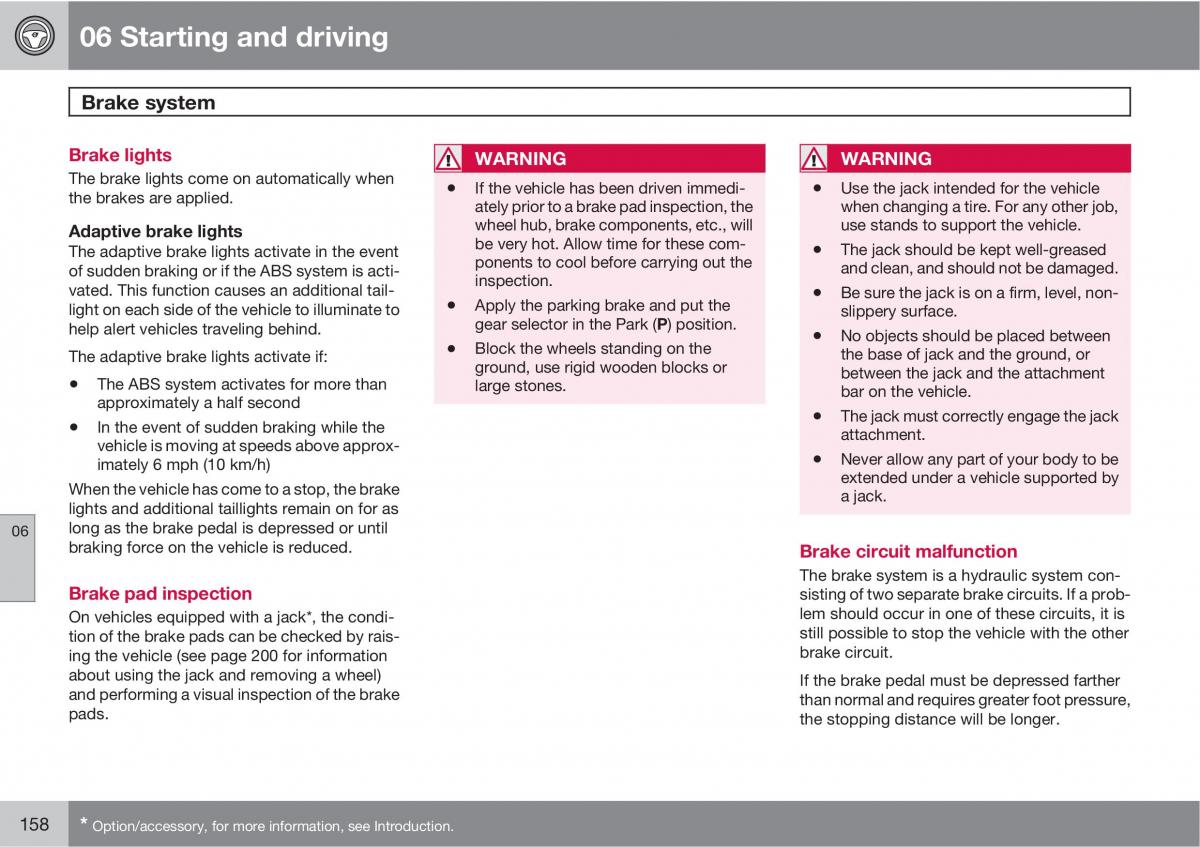 Volvo C30 owners manual / page 158