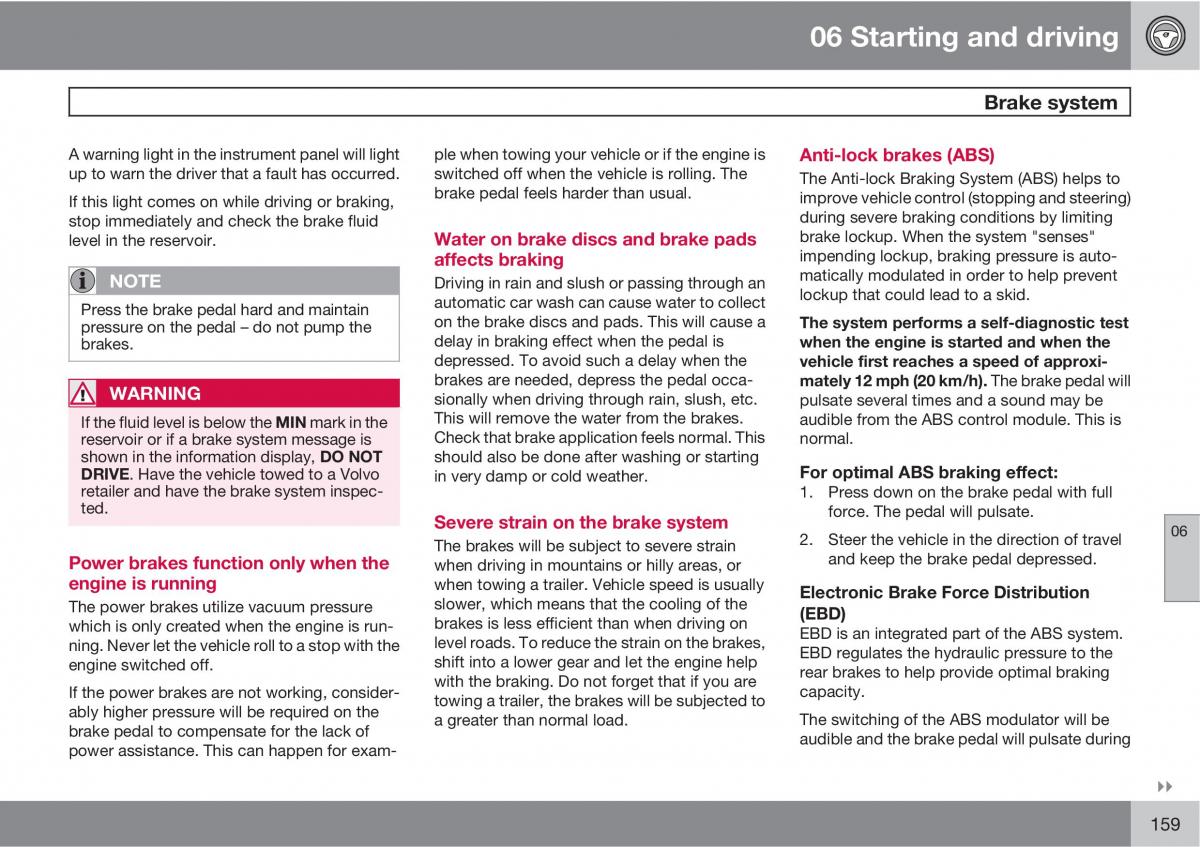 Volvo C30 owners manual / page 159