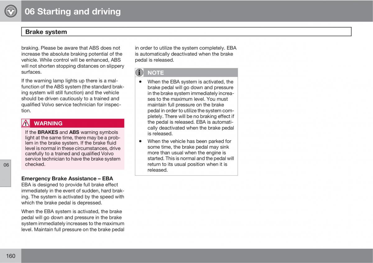 Volvo C30 owners manual / page 160