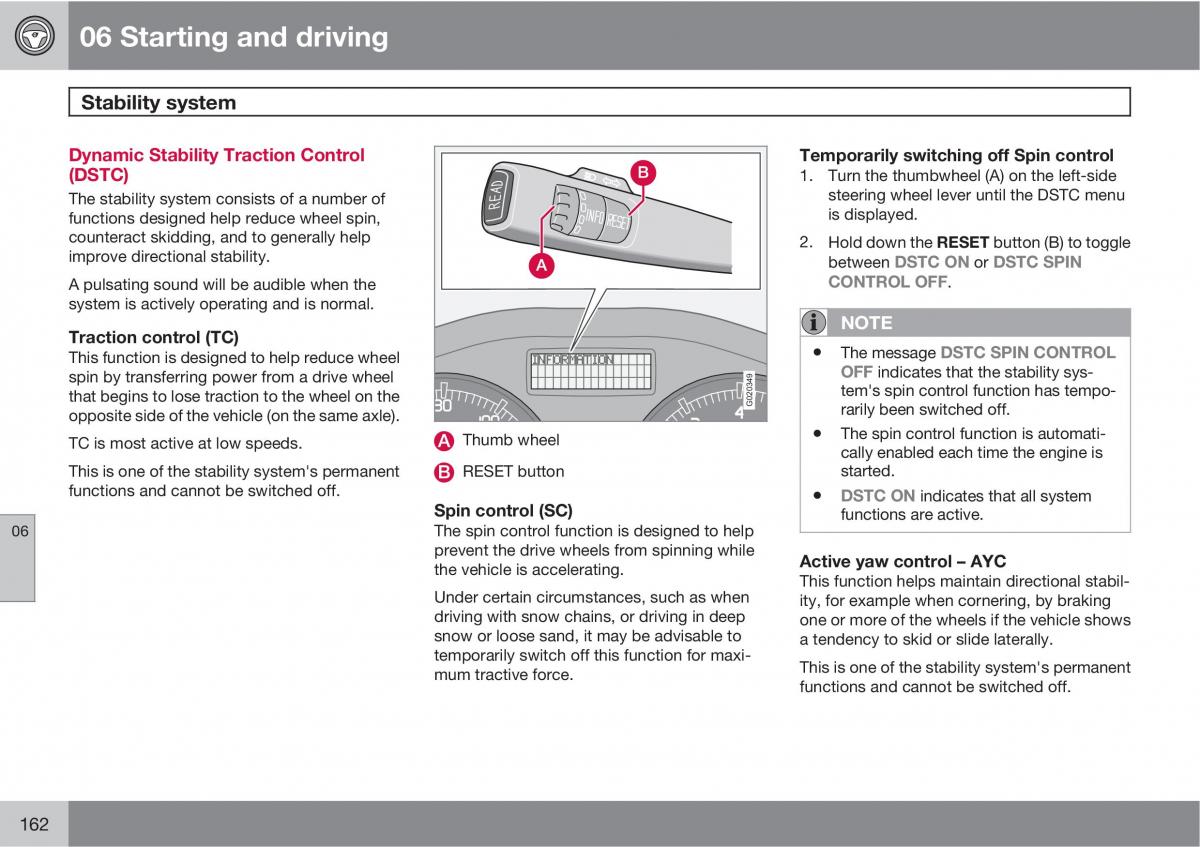 Volvo C30 owners manual / page 162