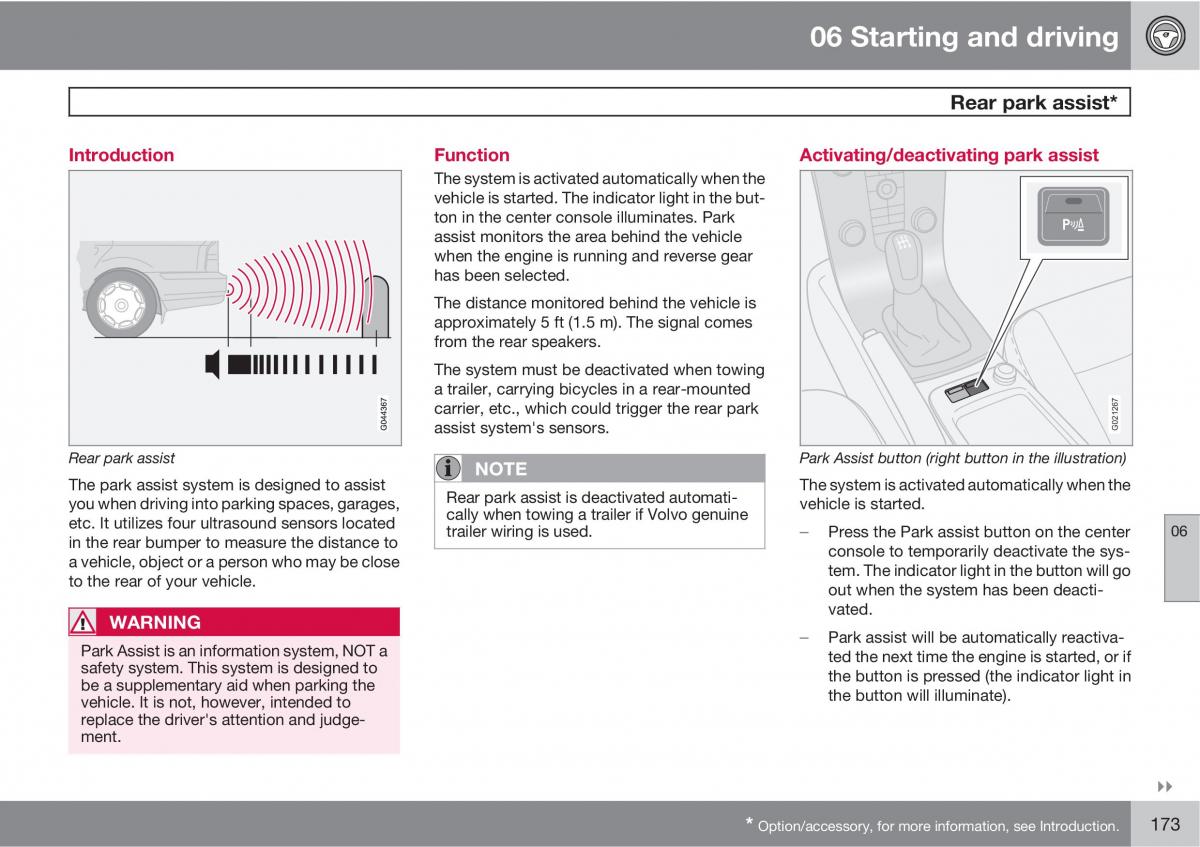 Volvo C30 owners manual / page 173