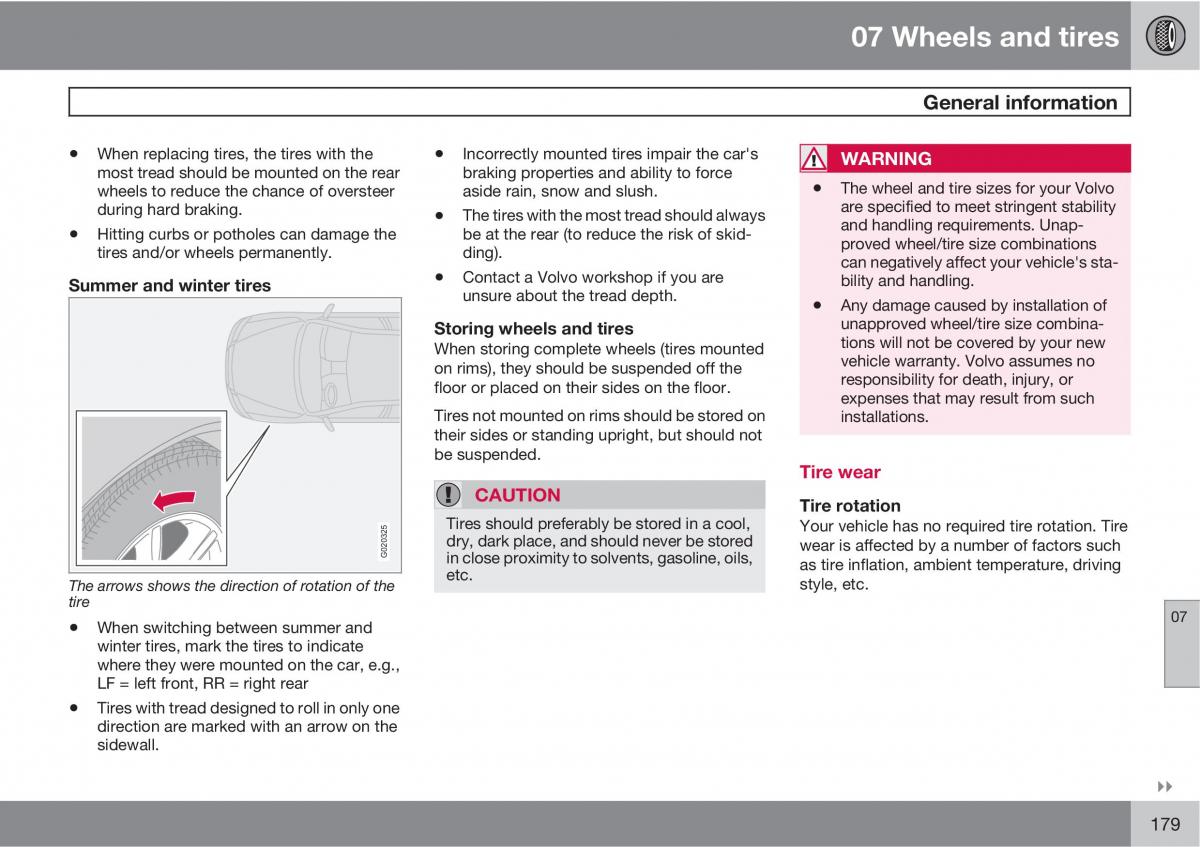 Volvo C30 owners manual / page 179