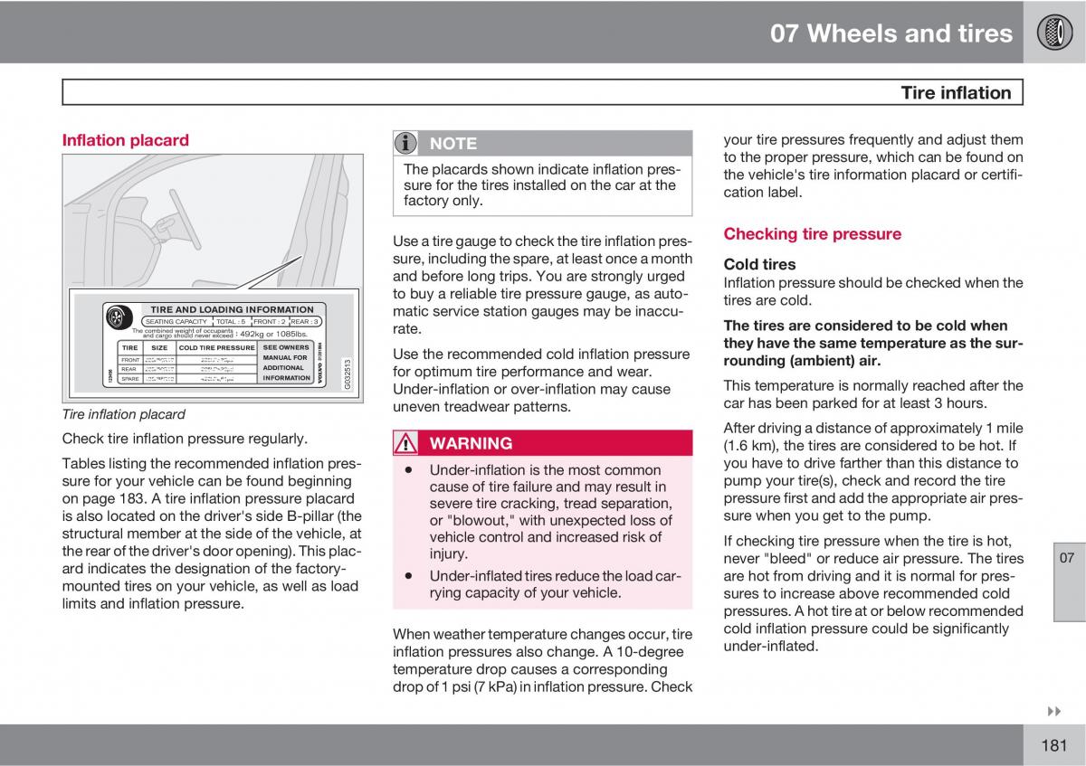 Volvo C30 owners manual / page 181