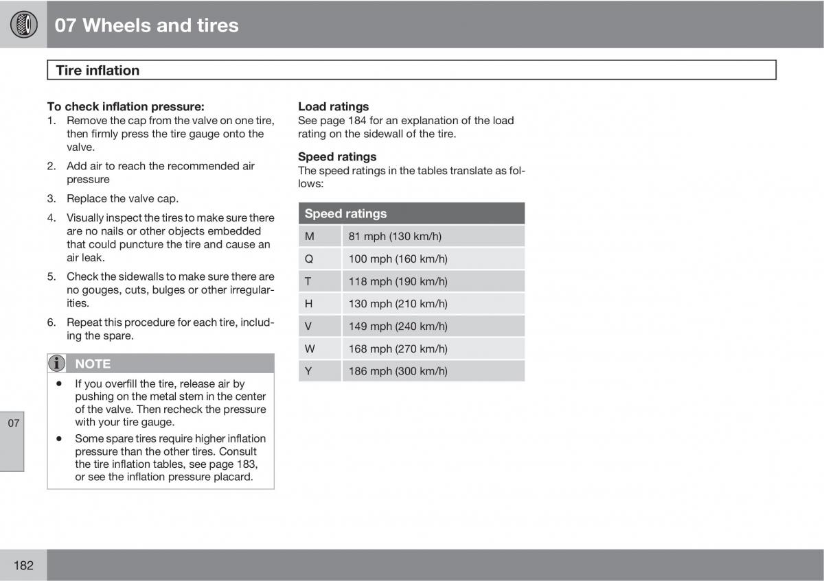 Volvo C30 owners manual / page 182