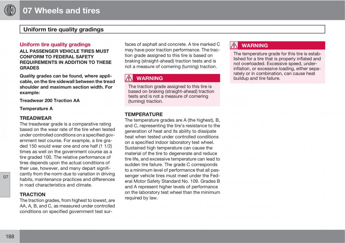 Volvo C30 owners manual / page 188