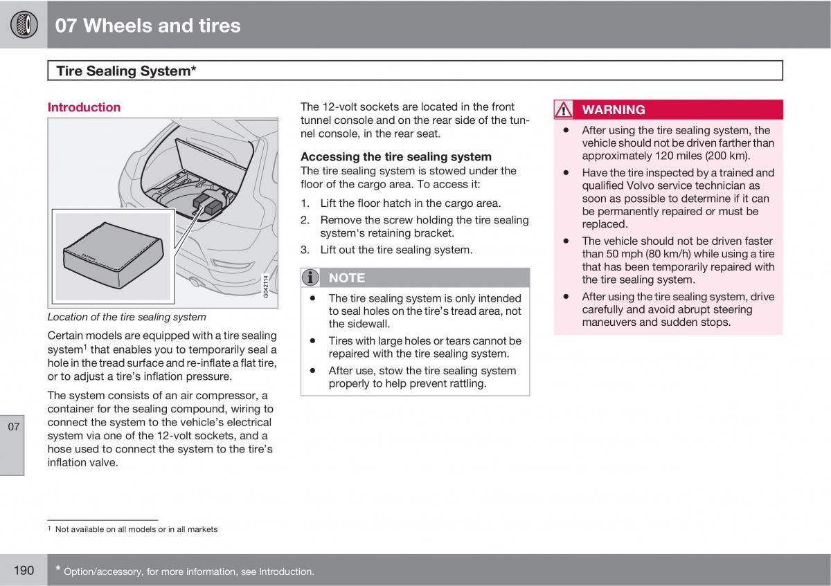 Volvo C30 owners manual / page 190