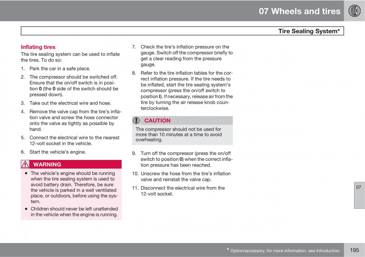 Volvo C30 owners manual / page 195