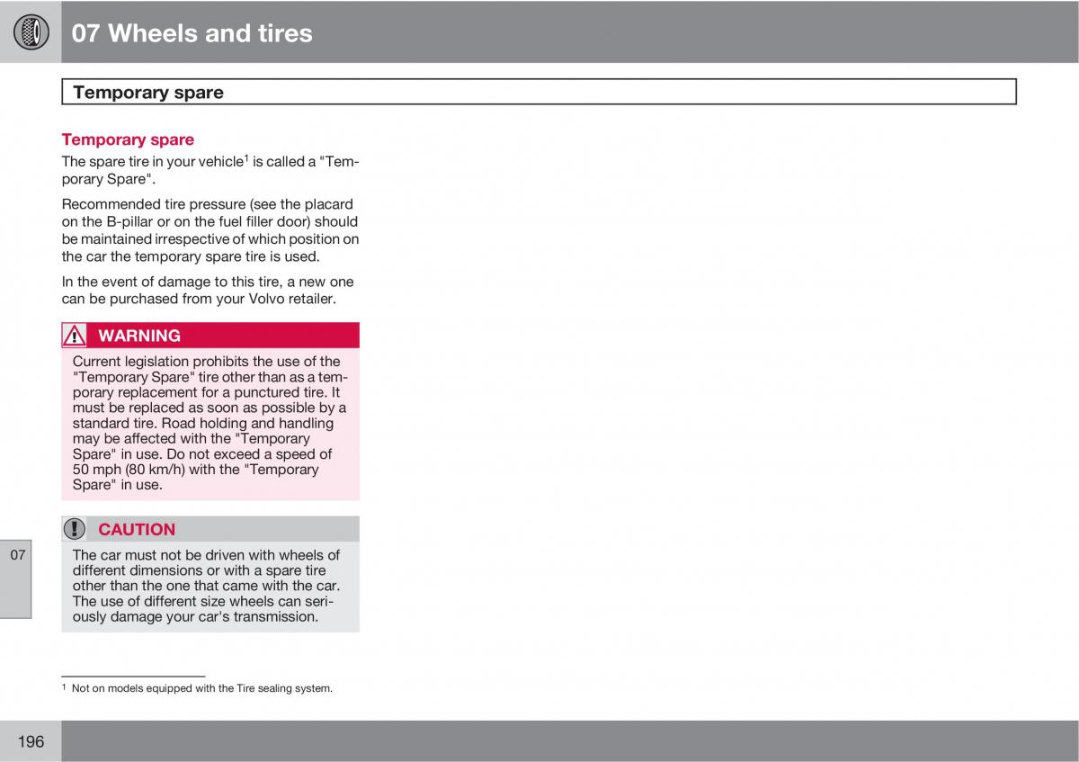 Volvo C30 owners manual / page 196