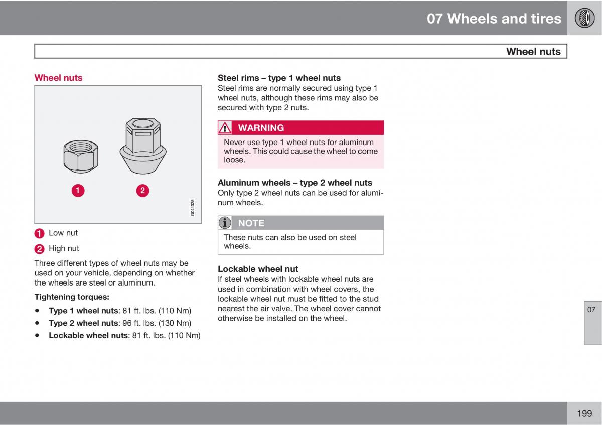 Volvo C30 owners manual / page 199