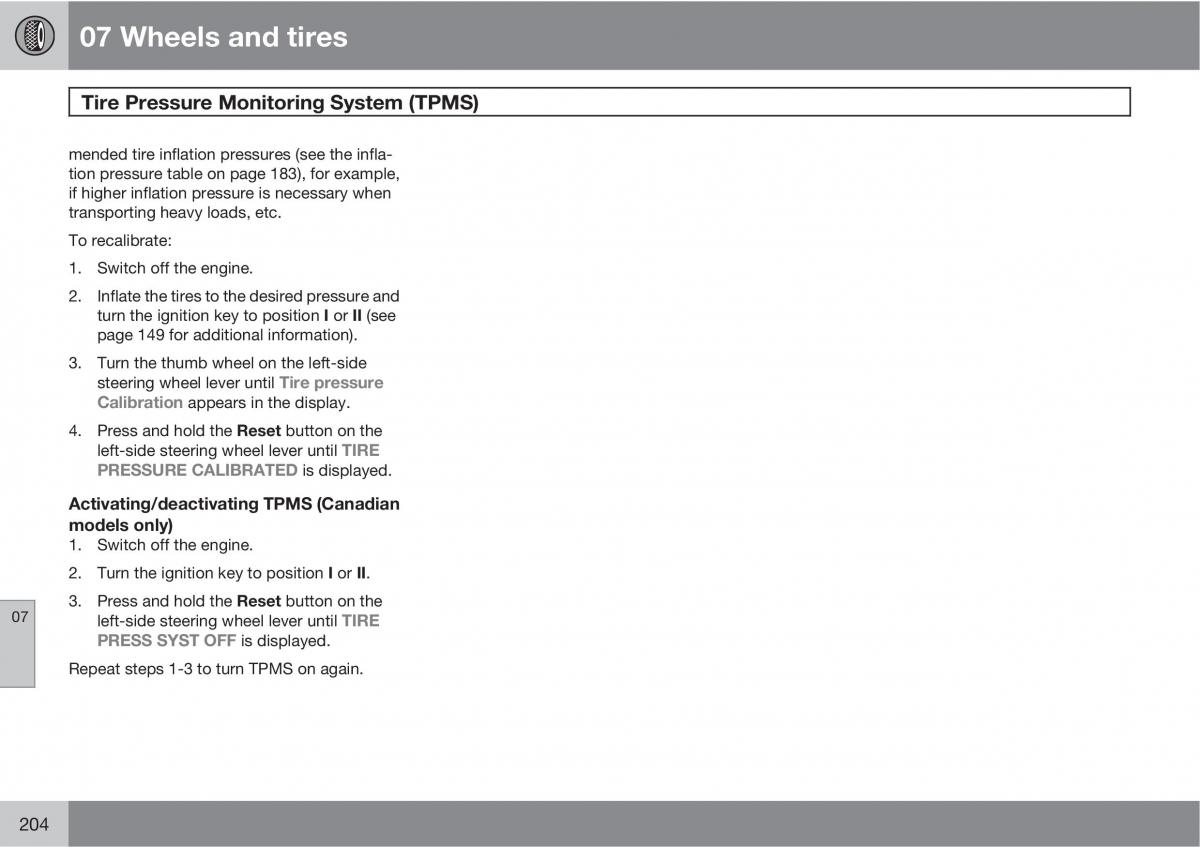 Volvo C30 owners manual / page 204