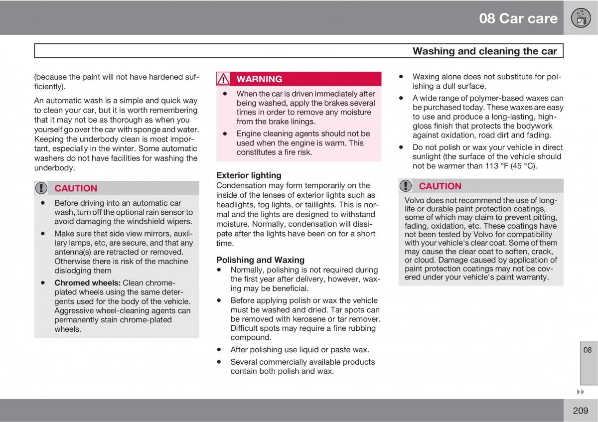 Volvo C30 owners manual / page 209