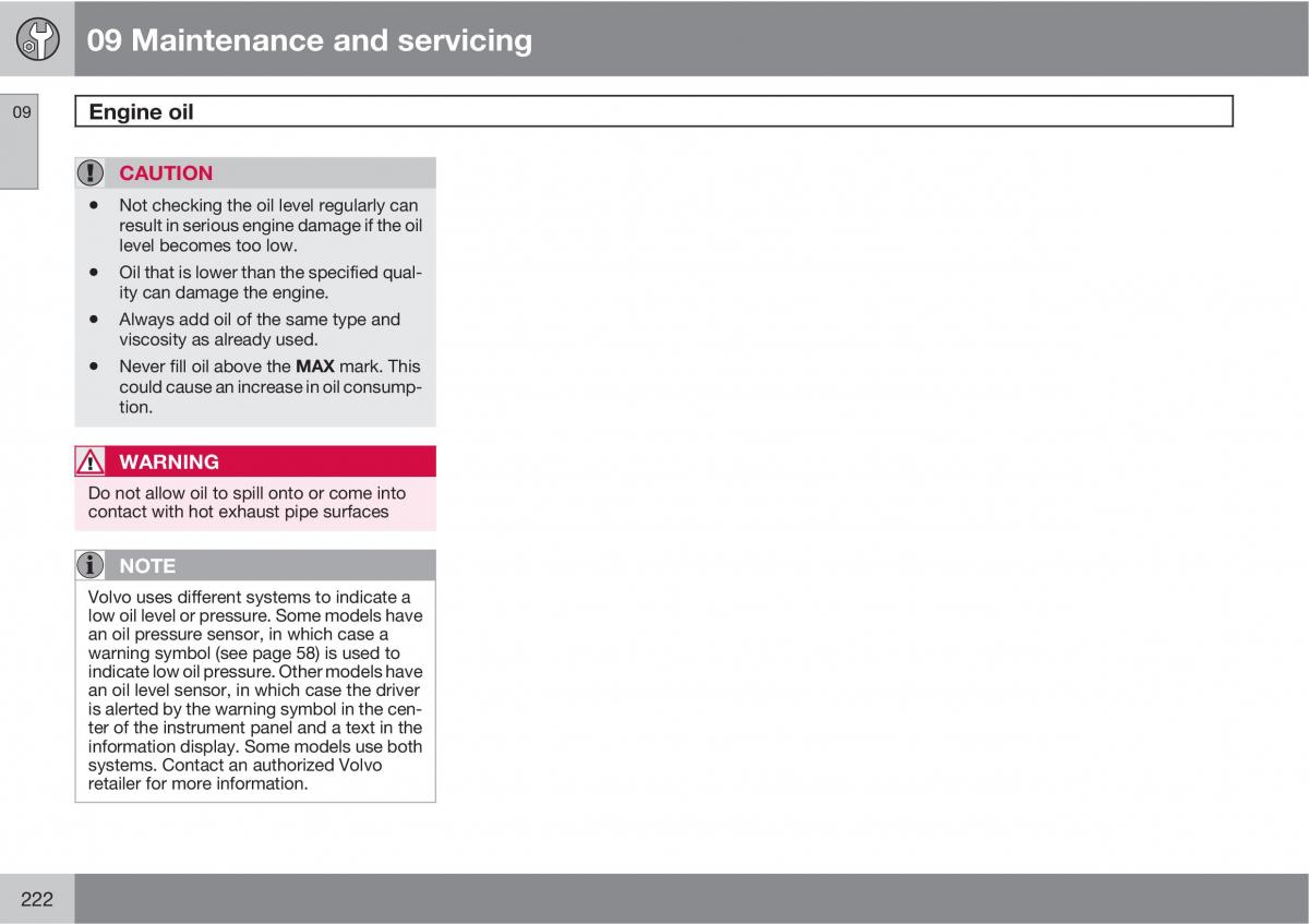 Volvo C30 owners manual / page 222