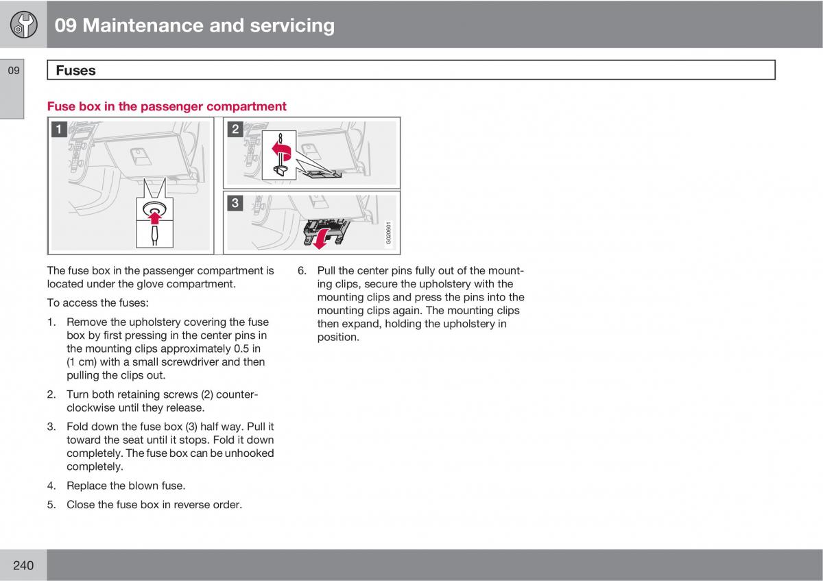 Volvo C30 owners manual / page 240