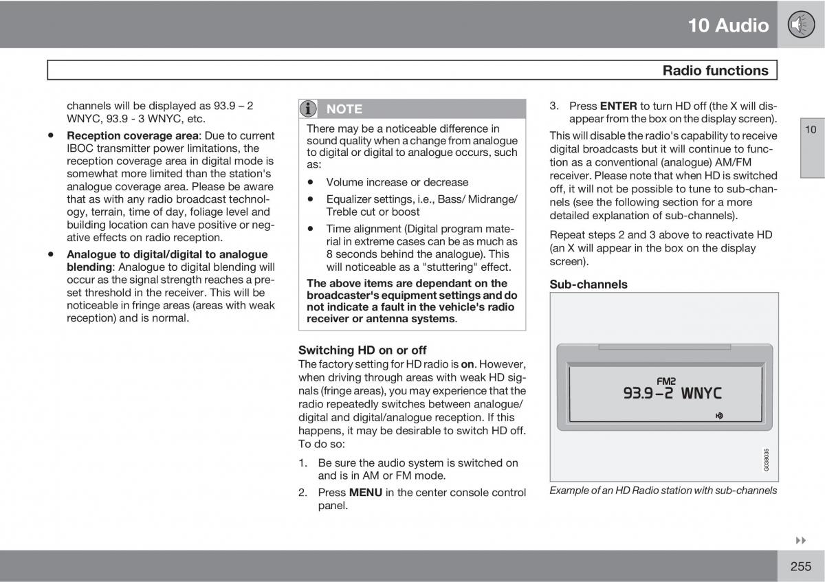 Volvo C30 owners manual / page 255