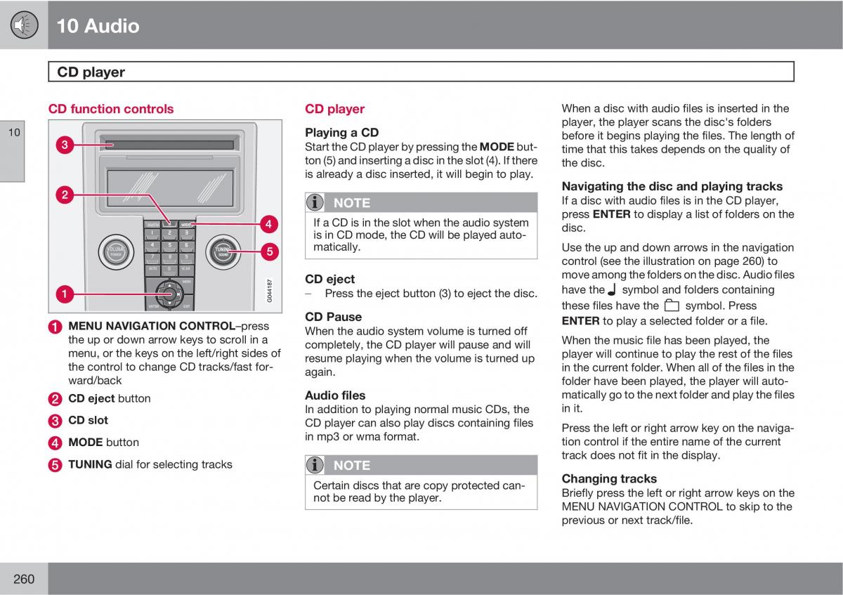 Volvo C30 owners manual / page 260