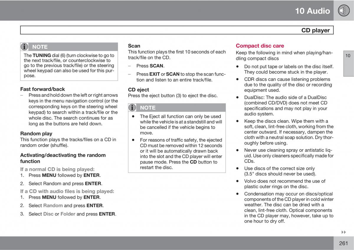 Volvo C30 owners manual / page 261