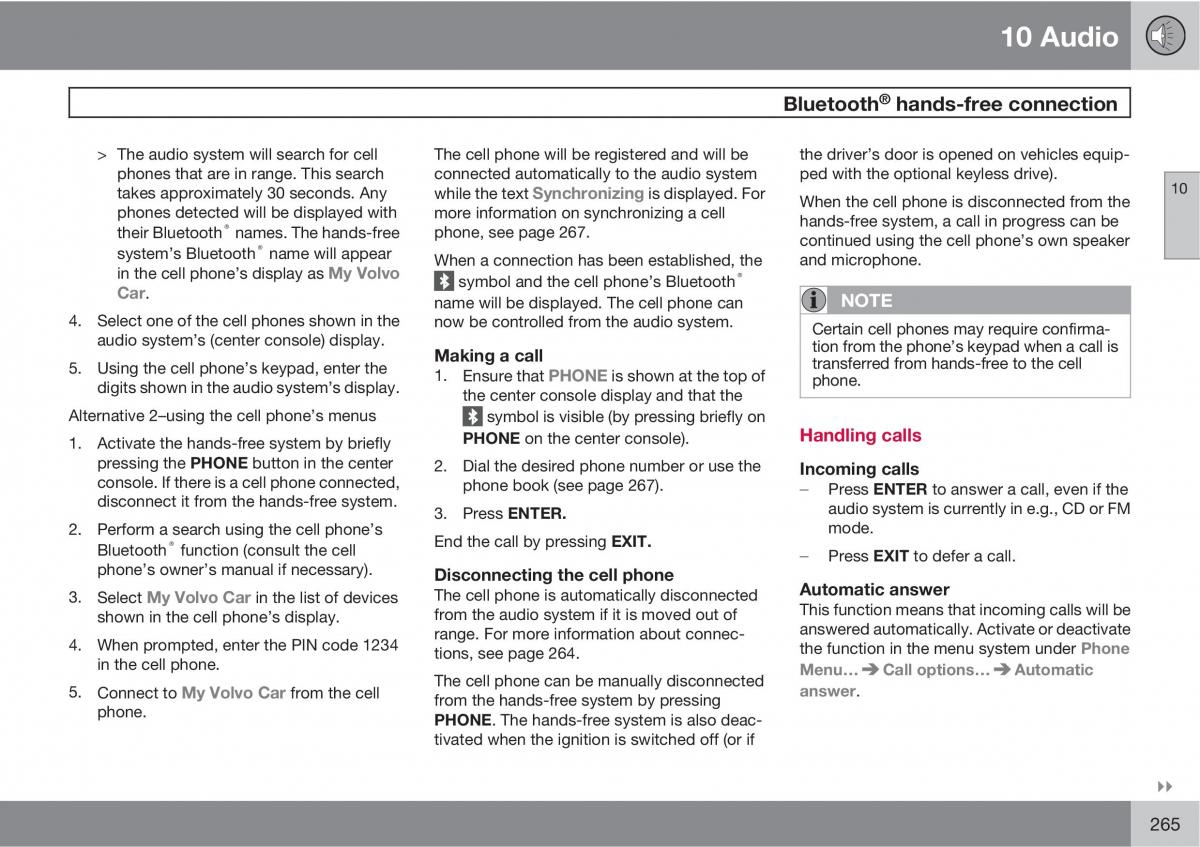 Volvo C30 owners manual / page 265