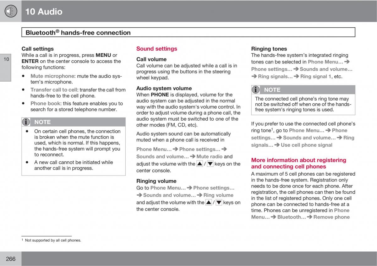 Volvo C30 owners manual / page 266