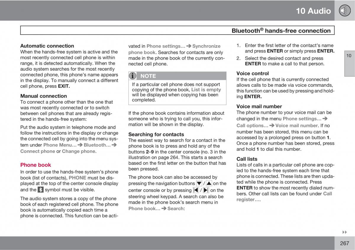 Volvo C30 owners manual / page 267