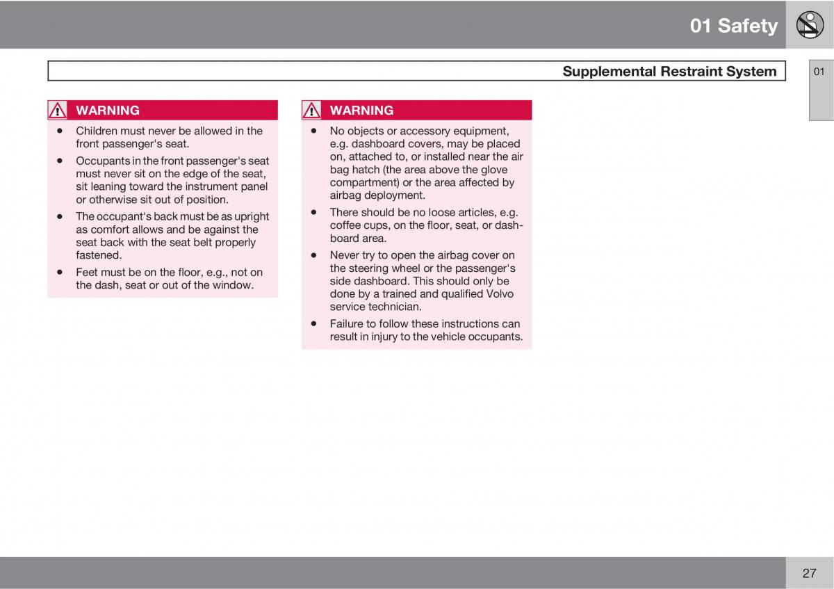 Volvo C30 owners manual / page 27