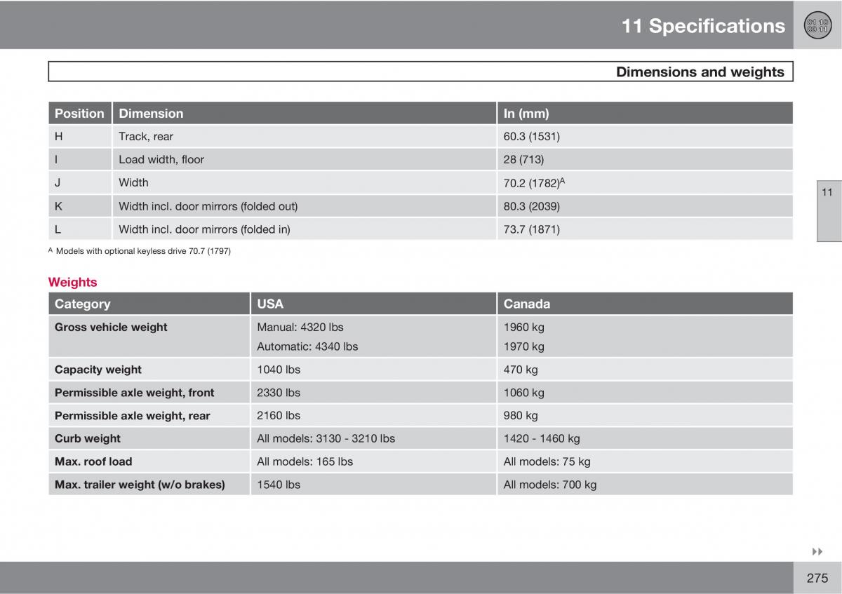 Volvo C30 owners manual / page 275