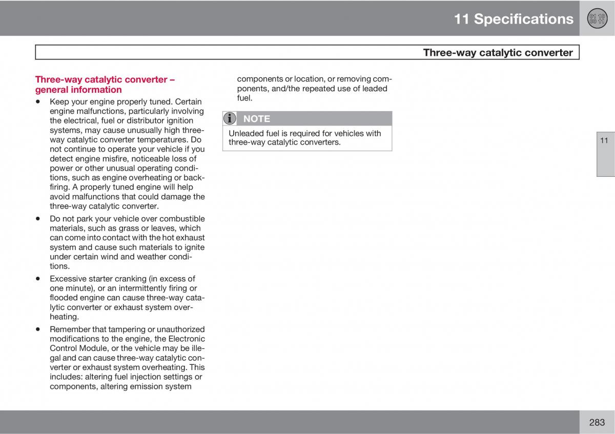 Volvo C30 owners manual / page 283