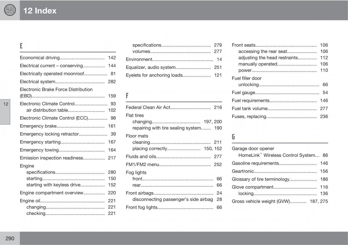 Volvo C30 owners manual / page 290